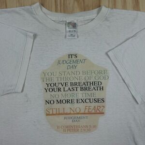 Vintage Y2K Jesus Judgement Day Graphic T-shirt XL Thin White Short Sleeve